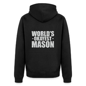 World's Okayest Mason Handwerker Beruf - Unisex Premium Bio Zip Hoodie - Schwarz - Hinten - Nico (187cm)