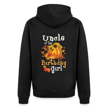 Uncle Of The Birthday Girl - Unisex Premium Organic Zip Hoodie - black - Back - Nico (187cm)