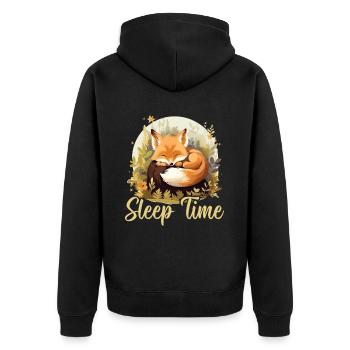 Schlafende Fuchs Schlafmütze Nickerchen Schlaf Fuchs Liebhaber - Unisex Premium Bio Zip Hoodie - Schwarz - Hinten - Nico (187cm)