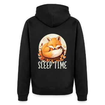 Schlafende Fuchs Schlafmütze Nickerchen Schlaf Fuchs Liebhaber - Unisex Premium Bio Zip Hoodie - Schwarz - Hinten - Nico (187cm)