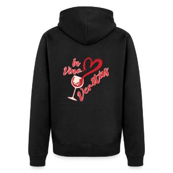 In Vino Veritas Herzglas - Unisex Premium Organic Zip Hoodie - black - Back - Nico (187cm)
