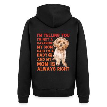 Havanese Lustiger Spruch - Unisex Premium Bio Zip Hoodie - Schwarz - Hinten - Nico (187cm)