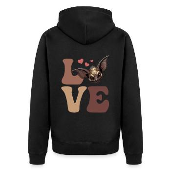El Chupacabra Kryptide Kryptozoologie LIEBE - Unisex Premium Bio Zip Hoodie - Schwarz - Hinten - Nico (187cm)