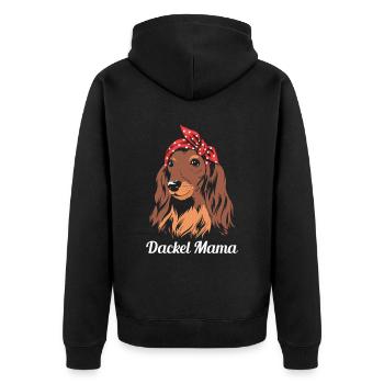 Dackel Mama Hundeliebhaber Dackelhund Frauen - Unisex Premium Bio Zip Hoodie - Schwarz - Hinten - Nico (187cm)