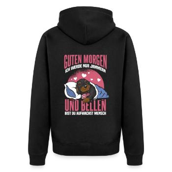 Dackel - Unisex Premium Bio Zip Hoodie - Schwarz - Hinten - Nico (187cm)