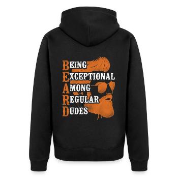 Beard Lover Bearded Man Ginger - Unisex Premium Organic Zip Hoodie - black - Back - Nico (187cm)