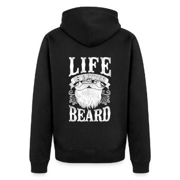 Beard Lover Bearded Man Life Is - Unisex Premium Organic Zip Hoodie - black - Back - Nico (187cm)