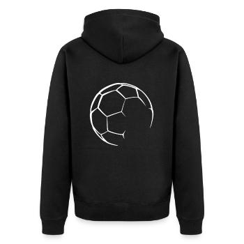 Fußball Silhouette - Unisex Premium Bio Zip Hoodie - Schwarz - Hinten - Nico (187cm)