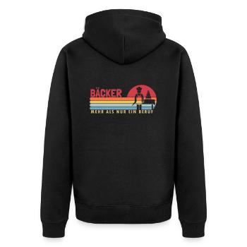 Bäcker mehr als ein Beruf Konditor Hobbybäcker - Unisex Premium Bio Zip Hoodie - Schwarz - Hinten - Nico (187cm)
