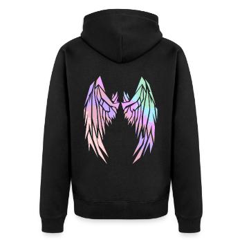 2reborn Wings Engelflügel modern art 2 - Unisex Premium Bio Zip Hoodie - Schwarz - Hinten - Nico (187cm)