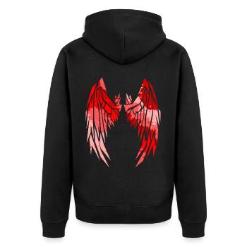 2reborn Wings Engelflügel modern art 5 - Unisex Premium Bio Zip Hoodie - Schwarz - Hinten - Nico (187cm)