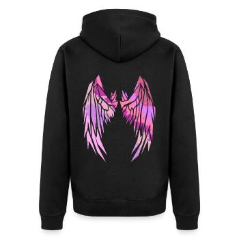 2reborn Wings Engelflügel modern art 10 - Unisex Premium Bio Zip Hoodie - Schwarz - Hinten - Nico (187cm)