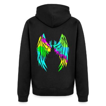 2reborn Wings Engelflügel modern art 12 - Unisex Premium Bio Zip Hoodie - Schwarz - Hinten - Nico (187cm)