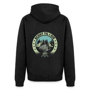 Pfadfinder Zelt - Unisex Premium Bio Zip Hoodie - Schwarz - Hinten - Nico (187cm)