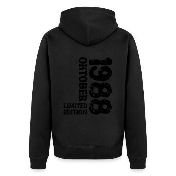 1988 Oktober Limited Edition 35. Geburtstag Deko - Unisex Premium Bio Zip Hoodie - Schwarz - Hinten - Nico (187cm)