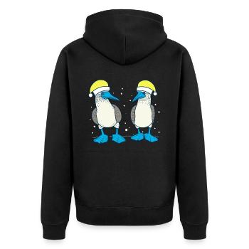 Fou à pieds bleus Noël - Veste à capuche bio Premium Unisexe - noir - Dos - Nico (187cm)