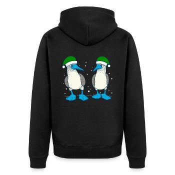 Fou à pieds bleus Chapeau de Noël vert - Veste à capuche bio Premium Unisexe - noir - Dos - Nico (187cm)