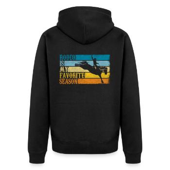 Rodeo Is My Favorite Season Retro Rodeo Cowboy - Unisex Premium Bio Zip Hoodie - Schwarz - Hinten - Nico (187cm)