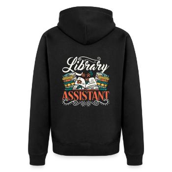 Bibliotheksassistent Bibliothekarin Bibliothekar - Unisex Premium Bio Zip Hoodie - Schwarz - Hinten - Nico (187cm)