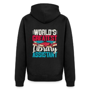 Librarian Library Assistant - Unisex Premium Organic Zip Hoodie - black - Back - Nico (187cm)