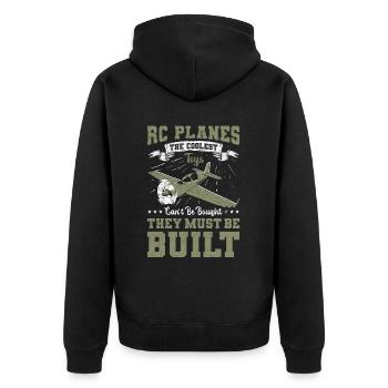 The coolest Toys cant be bought - Model Flugzeug - Unisex Premium Bio Zip Hoodie - Schwarz - Hinten - Nico (187cm)