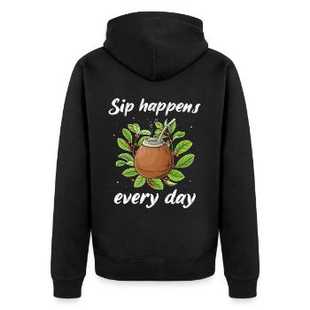 Yerba Mate Tee - Unisex Premium Bio Zip Hoodie - Schwarz - Hinten - Nico (187cm)