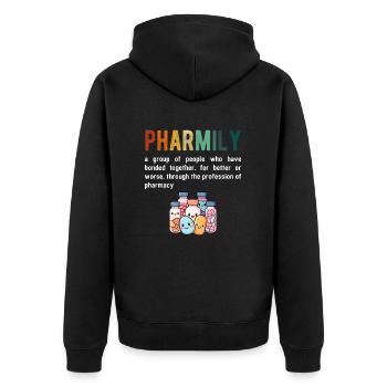 Pharmacist Technician, definition of Pharmily - Unisex Premium Bio Zip Hoodie - Schwarz - Hinten - Nico (187cm)