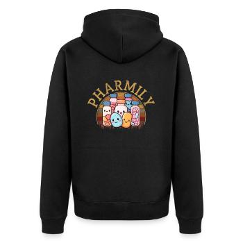 Pharmacist Technician, definition of Pharmily - Unisex Premium Bio Zip Hoodie - Schwarz - Hinten - Nico (187cm)
