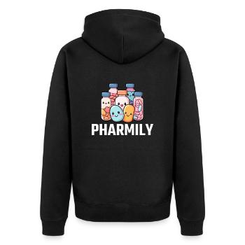 Pharmacist Technician, definition of Pharmily - Unisex Premium Bio Zip Hoodie - Schwarz - Hinten - Nico (187cm)