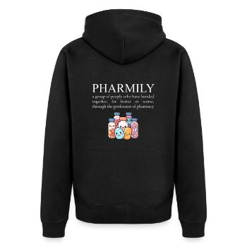 Pharmacist Technician, definition of Pharmily - Unisex Premium Bio Zip Hoodie - Schwarz - Hinten - Nico (187cm)