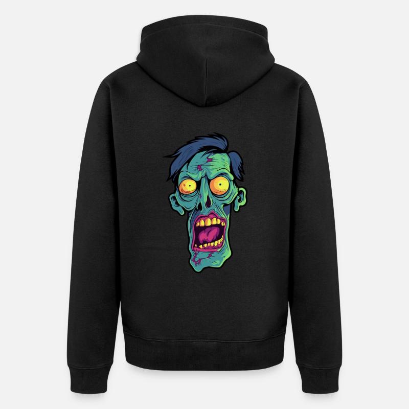 Dünner Zombie Kopf - Unisex Premium Bio Zip Hoodie - Schwarz