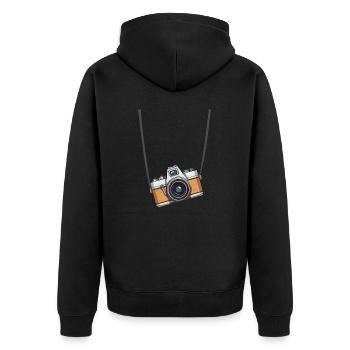 Vintage Camera Photography - Unisex Premium Bio Zip Hoodie - Schwarz - Hinten - Nico (187cm)