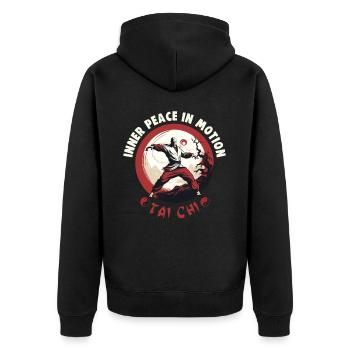 Tai Chi Design Paix Intérieure en Mouvement Taijiquan - Veste à capuche bio Premium Unisexe - noir - Dos - Nico (187cm)