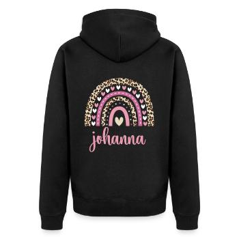 Johanna Regenbogen Name Geburtstag Johanna - Unisex Premium Bio Zip Hoodie - Schwarz - Hinten - Nico (187cm)