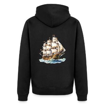 Segeln Segelschiff Segelboot für einen Segler, - Unisex Premium Bio Zip Hoodie - Schwarz - Hinten - Nico (187cm)