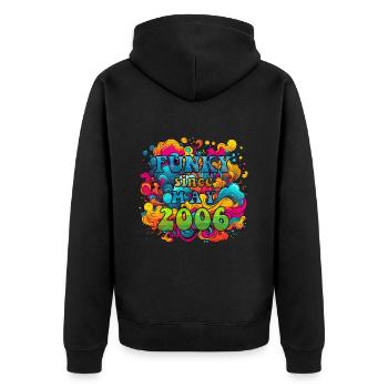 Funky Geburtstag: Mai 2006 - Psychadelic - Unisex Premium Bio Zip Hoodie - Schwarz - Hinten - Nico (187cm)