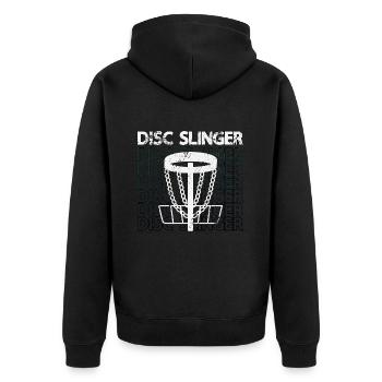 Flying Disc Slinger Frisbee Player Disc Golfing - Unisex Premium Bio Zip Hoodie - Schwarz - Hinten - Nico (187cm)