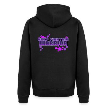 Keep Fighting Warrior Y2K Aesthetic Retro 2000s 8 - Unisex Premium Bio Zip Hoodie - Schwarz - Hinten - Nico (187cm)