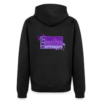 Stay Positive Focused Determined Y2K Growth Mindse - Unisex Premium Bio Zip Hoodie - Schwarz - Hinten - Nico (187cm)