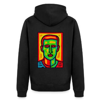 Is this Pop Art? Bold Colors, Masculine Portrait - Unisex Premium Organic Zip Hoodie - black - Back - Nico (187cm)