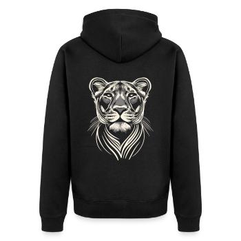 La reine de la savane : le portrait du lion blanc - Veste à capuche bio Premium Unisexe - noir - Dos - Nico (187cm)