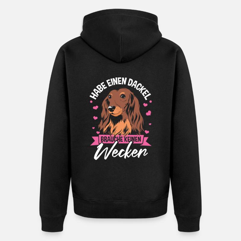 Gassi Dackel Sprüche - Unisex Premium Bio Zip Hoodie - Schwarz