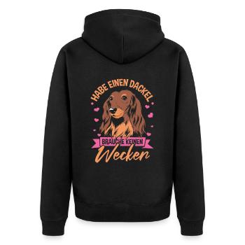 Hundebesitzer Dackel Gassi - Unisex Premium Bio Zip Hoodie - Schwarz - Hinten - Nico (187cm)
