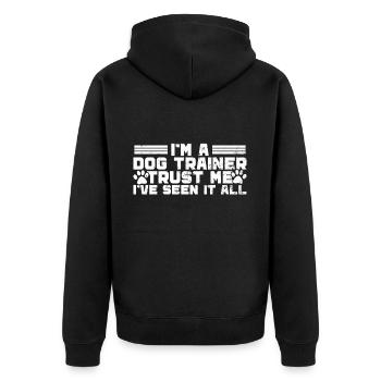 Hundetrainer Welpe Lustiges Haustier Training - Unisex Premium Bio Zip Hoodie - Schwarz - Hinten - Nico (187cm)