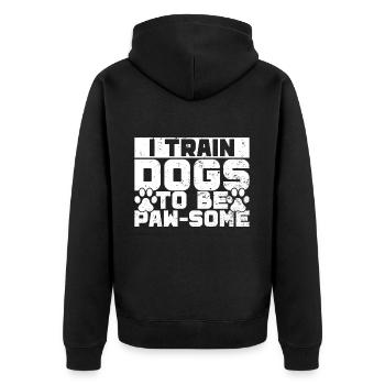 Hundetrainer Welpe Lustiges Haustier Training - Unisex Premium Bio Zip Hoodie - Schwarz - Hinten - Nico (187cm)