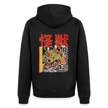 Kaiju Flying Spaghetti Monster Japanischer Anime F - Unisex Premium Bio Zip Hoodie - Schwarz - Hinten - Nico (187cm)