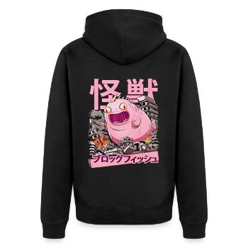 Kaiju Blobfish Japanese Anime Monster Fish - Unisex Premium Organic Zip Hoodie - black - Back - Nico (187cm)