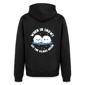 Schneeballschlacht - Quand il neige, laissez les jeux - Veste à capuche bio Premium Unisexe - noir - Dos - Nico (187cm)