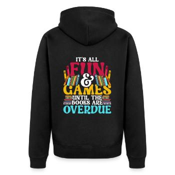Librarian Librarian Library Assistant - Unisex Premium Organic Zip Hoodie - black - Back - Nico (187cm)