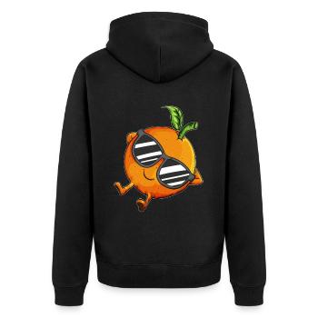 Sonnenbrille Orange kalter Orangensaft Frucht - Unisex Premium Bio Zip Hoodie - Schwarz - Hinten - Nico (187cm)
